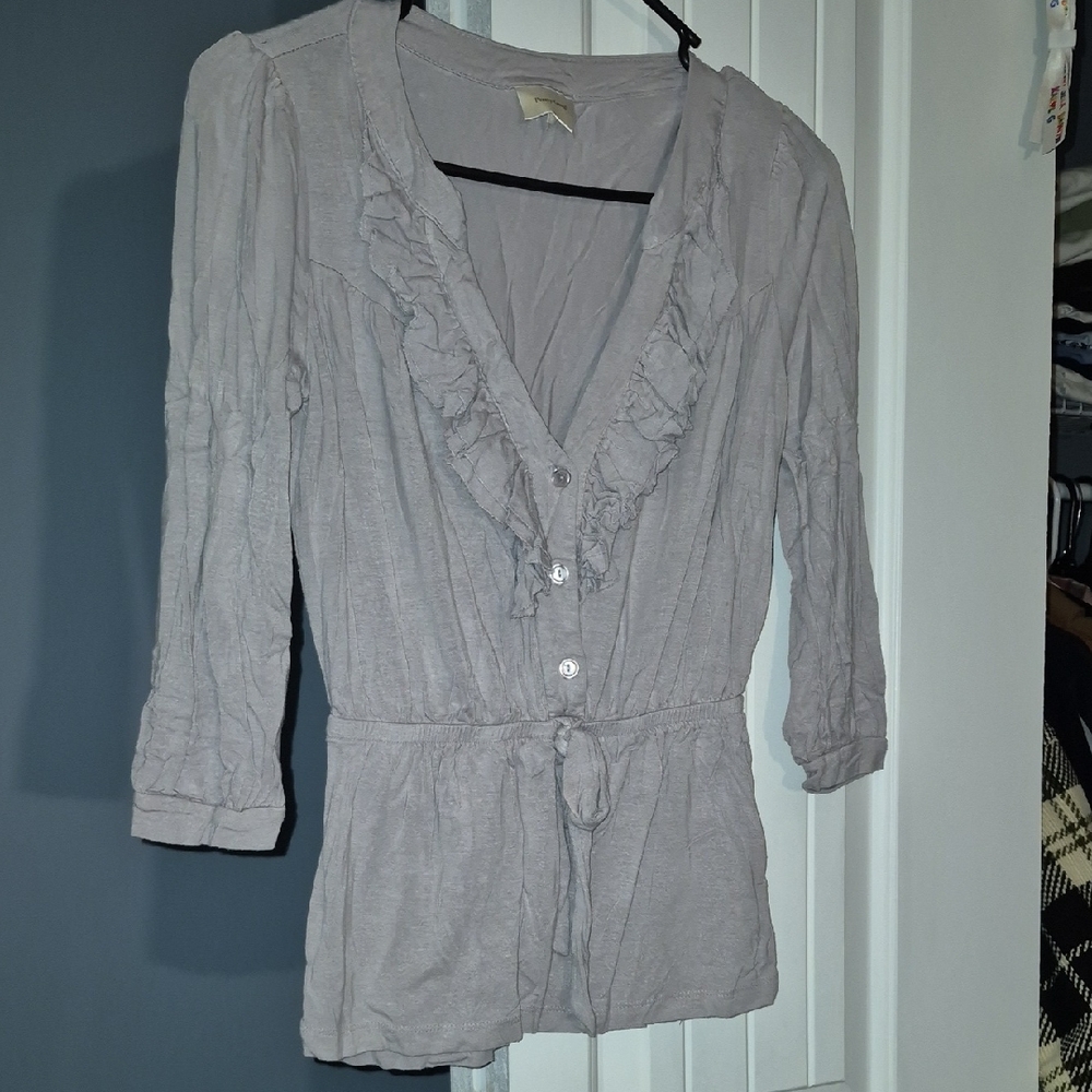 Pretty Good Light Gray Ruffle Blouse
